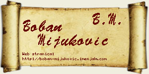 Boban Mijuković vizit kartica